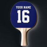 Navy Blue Sports Jersey Team Jersey Pingisracket<br><div class="desc">Preppy Solid Färg Navy Blue Team Jersey / Sports Jersey / Football Jersey / Rugby Jersey med eget namn Anpassa detta med ditt eget namn eller team namn och ett nummer. Du kan ändra textens storleka placering, färg och placering om du behöver göra ändringar, ändra färg eller ta bort textskuggan...</div>