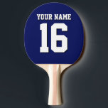 Navy Blue Sports Jersey Team Jersey Pingisracket<br><div class="desc">Preppy Solid Färg Navy Blue Team Jersey / Sports Jersey / Football Jersey / Rugby Jersey med eget namn Anpassa detta med ditt eget namn eller team namn och ett nummer. Du kan ändra textens storleka placering, färg och placering om du behöver göra ändringar, ändra färg eller ta bort textskuggan...</div>