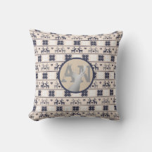 Navy Blue Stag Folk Art Mönster Monogram Initialer