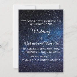Navy Blue Starry Night Himlar Milkyway Bröllop Inbjudningar