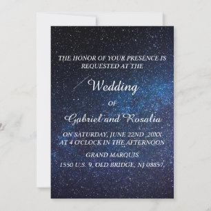 Navy Blue Starry Night Himlar Milkyway Bröllop Inbjudningar