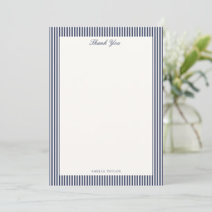 Navy Blue Stripe Elegant Anpassad Baby Shower Tack Kort