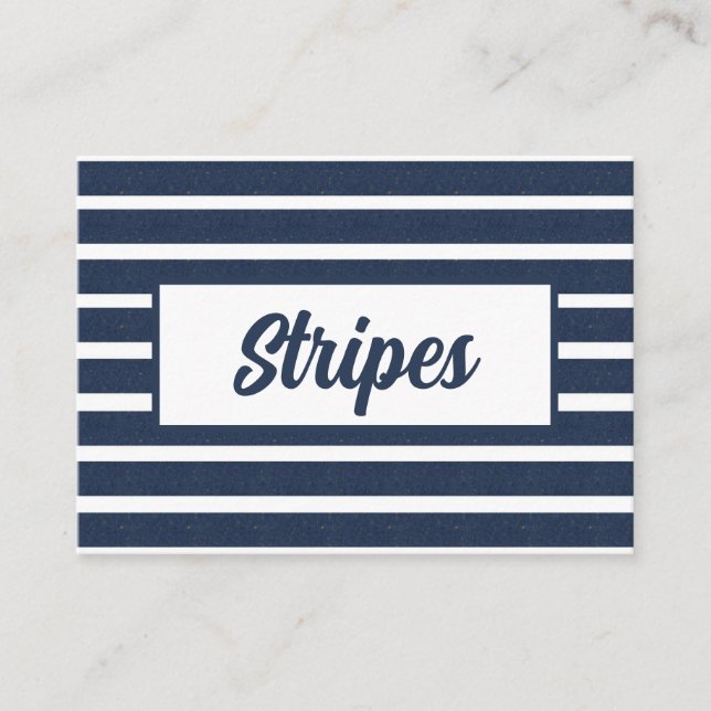 Navy Blue Stripe Strandhus Visitkort (Framsida)