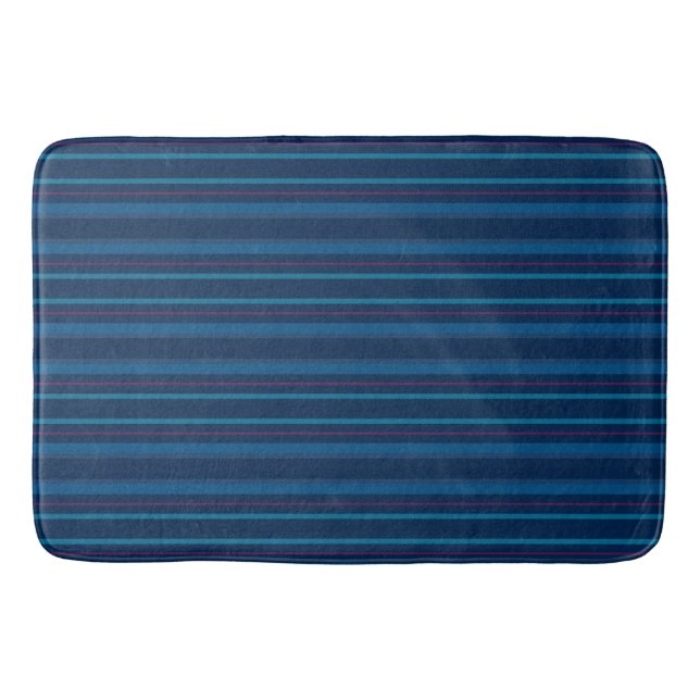 Navy Blue Stripes Bath Mat Badrumsmatta (Framsidan)