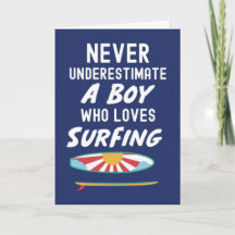 Navy Blue Surfer Cards For Kids Boys Surfing Surf