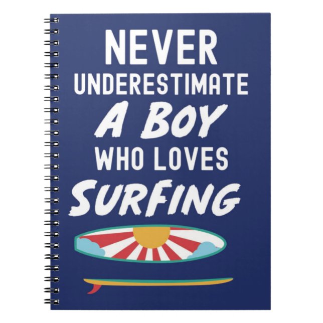 Navy Blue Surfer Gifts For Kids Boys Surfing Surf Anteckningsbok (Framsidan)