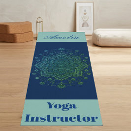 Navy Blue Teal Helig Lotus Mandala Yogainstruktör