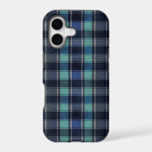 Navy Blue & Teal-rutig mobilskal | Klassisk Tartan
