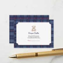 Navy blue teddy bear baby shower Diaper Raffle