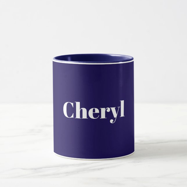 Navy Blue Template, White Text, Customizable, Mugg (Center)