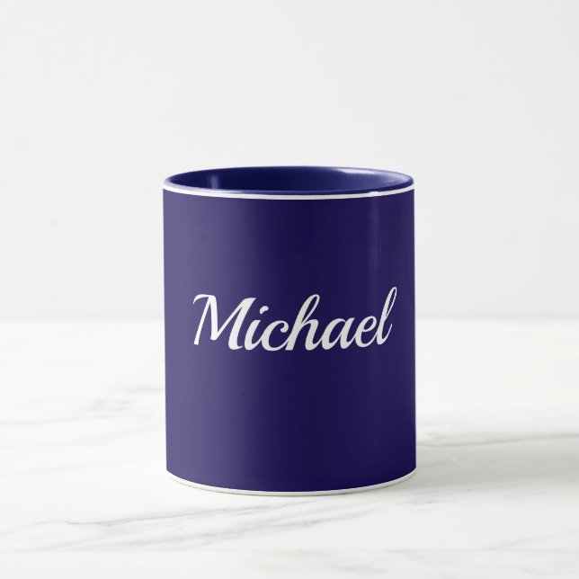 Navy Blue Template, White Text, Customizable, Mugg (Center)