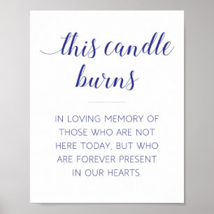 Navy Blue this Candle Burns Memorial Bröllop Poster