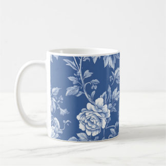 Navy Blue Toile Kaffemugg