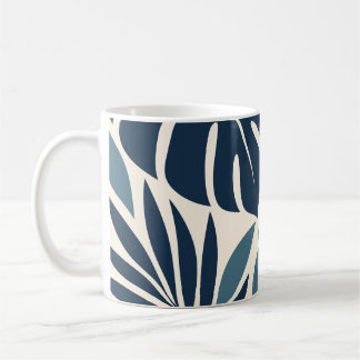 Navy Blue Tropical Leaf Silhouette Kaffemugg