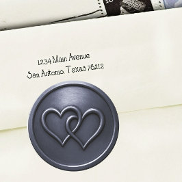 Navy  Blue Two Hearts Intertwined Wedding Runt Klistermärke