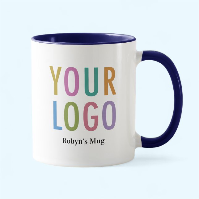 Navy Blue Two Tone Mugg Business Logotyp Employee  (MISOOK Navy Blue Two Tone Mug with Logo)