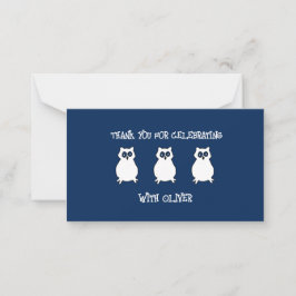 Navy Blue Ugglas Födelsedag  Anteckningskort