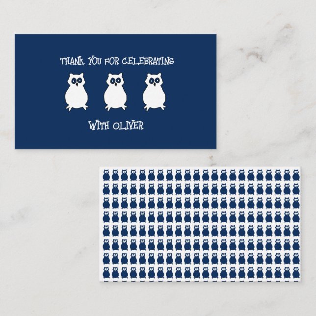 Navy Blue Ugglas Födelsedag  Anteckningskort (Fram/baksida)