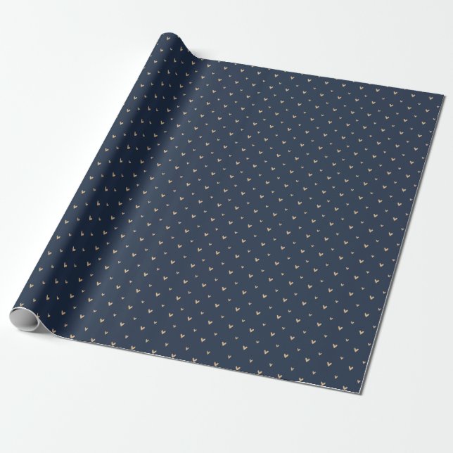 Navy Blue Valentines day Petite Heart Gift Presentpapper (Utrullad)