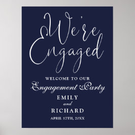 Navy Blue Vi är Engaged Förlovning Welcome Sign Poster