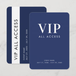 Navy Blue VIP All Access 3,5" x 5" ID-kort Inbjudningar