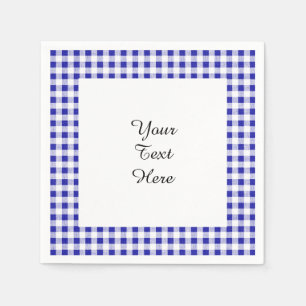 Navy Blue Vit Gingham Mönster Pappersservett