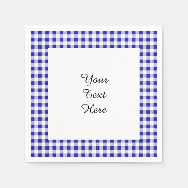 Navy Blue Vit Gingham Mönster Pappersservett (Framsidan)