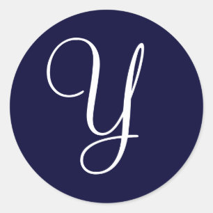 Navy Blue & Vit Monogram Y Runt Klistermärke