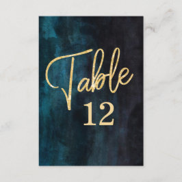 Navy Blue Watercolor & Guld Bord Nummer Sittplatse Inbjudningar
