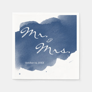 Navy Blue Watercolor Mr. Cocktail Party Napkin Pappersservett