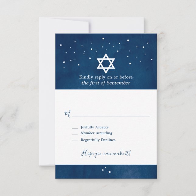 Navy Blue Watercolor Starry Night Pub Mitzvah OSA (Framsida)