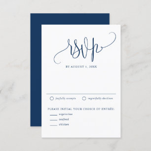 Navy Blue We do Modern Calligraphy Bröllop OSA Kort