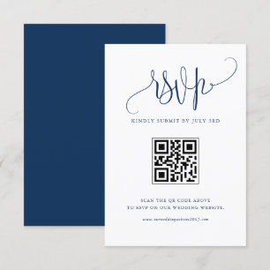 Navy Blue We Do Modern Calligraphy Bröllop QR Code OSA Kort