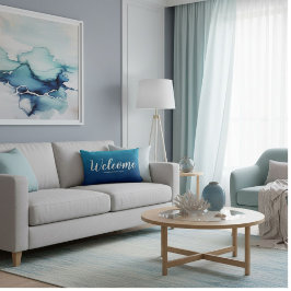  Navy blue welcome summer throw pillow Lumbarkudde