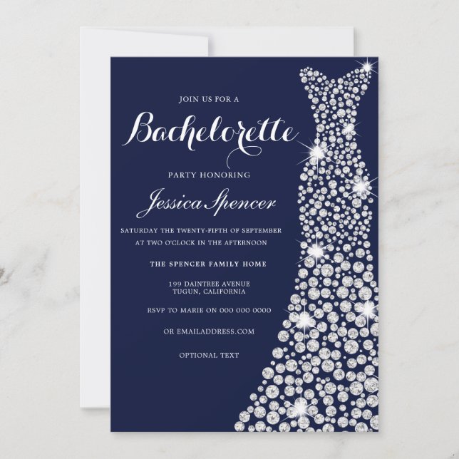 Navy Blue White Bachelorette Party Inbjudan (Framsida)