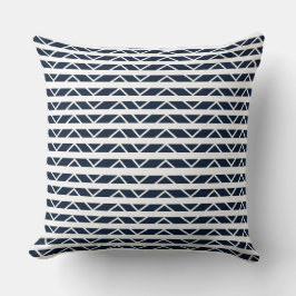 Navy Blue White Chevron Mönster Kudde
