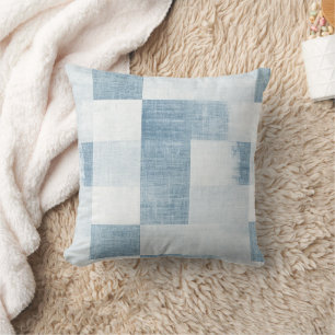 Navy Blue White Denim Jean Rand Kudde