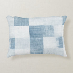 Navy Blue White Denim Jean Rand Prydnadskudde
