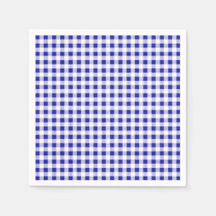 Navy Blue White Gingham Mönster Pappersservett
