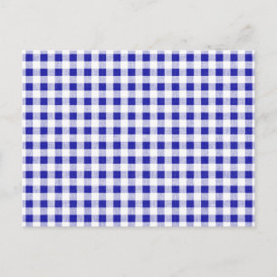 Navy Blue White Gingham Mönster Vykort