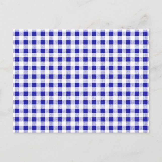 Navy Blue White Gingham Mönster Vykort (Framsida)