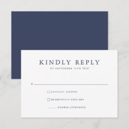 Navy Blue White Modern Bröllop OSA Kort