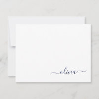 Navy Blue White Modern Script Girly Monogram Namn