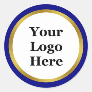 Navy Blue White och Guld Din Logotyp här - mall Runt Klistermärke