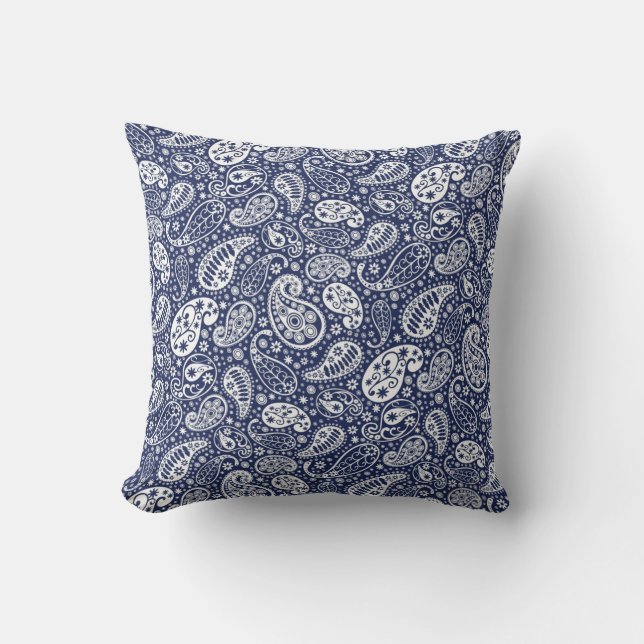’Navy Blue White Paisley Dekorativ kudde’ Kudde (Framsida)