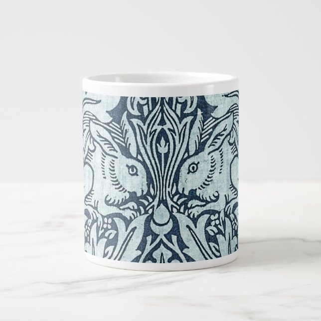 Navy Blue White Rabbit William Morris Coffee Mugg Jumbo Mugg (Framsidan)