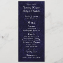 Navy Blue White Script Wedding Reception 
