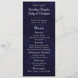 Navy Blue White Script Wedding Reception  Meny