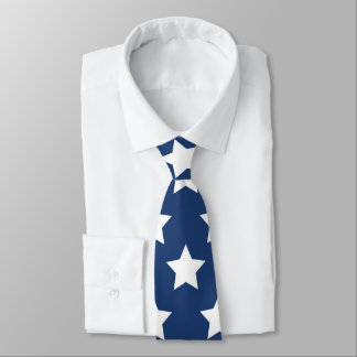 Navy Blue & White Stars Retro Neck Tie Slips
