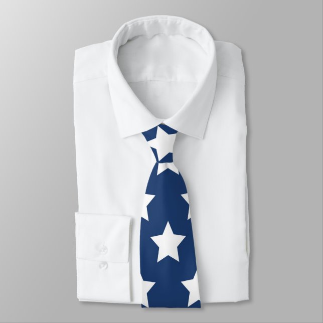 Navy Blue & White Stars Retro Neck Tie Slips (Bunden)